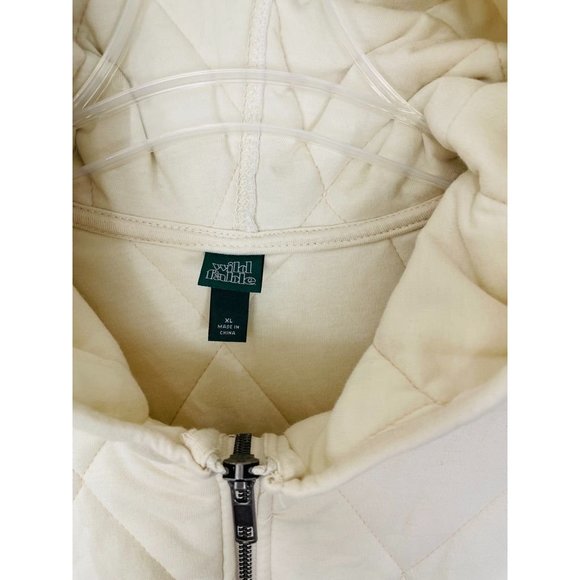 Wild Fable Womens Quilted Jacket Extra Large Ivory Puffer Zip Pockets Hooded New - Picture 8 of 11